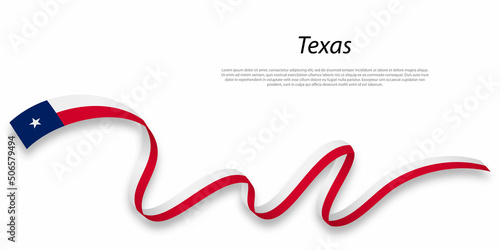 Waving ribbon or stripe with flag of Texas