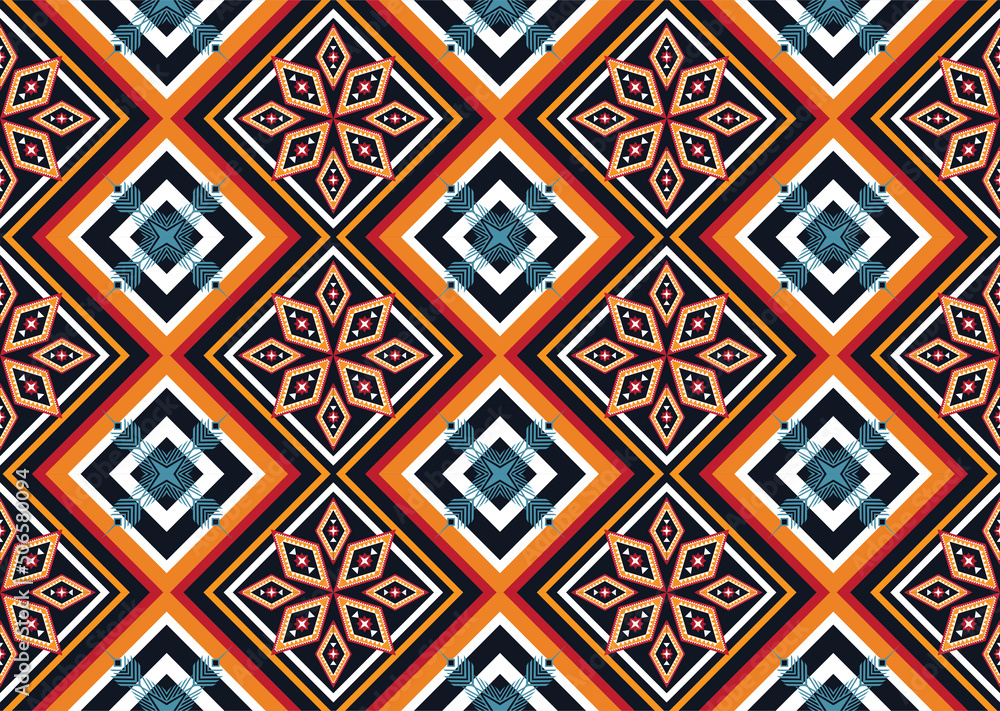 Ethnic abstract geometric flower pattern Design for background, carpet, clothing, wrapping, fabric, cover, textile Ethnic abstract geometric flower pattern Design for background, carpet, clothing, wrapping, fabric, cover, textile
