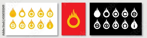 fire logo flame icon with three color