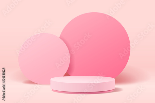 Pastel pink abstract 3d geometric shape minimal scene for product presentation background