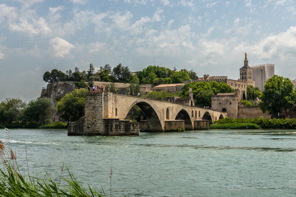 Saint Benezet bridge over the Rhone river, in the Vaucluse, in Provence, France