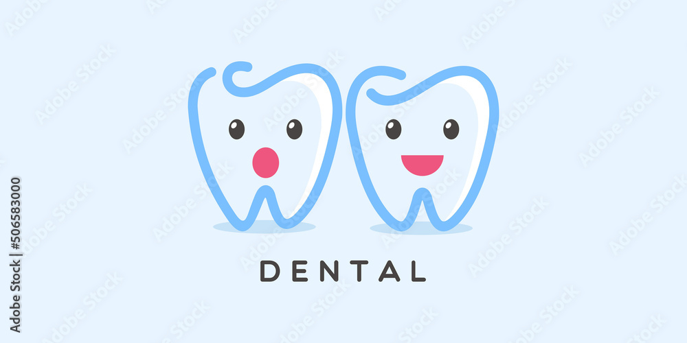 children's teeth-themed graphic image, on a blue background. vector graphics base. children's teeth-themed graphic image, on a blue background. vector graphics base.