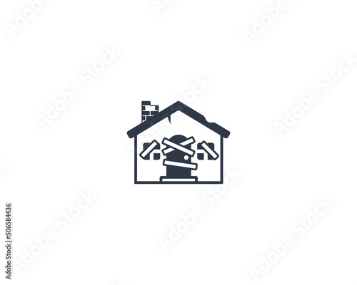 Derelict House vector flat emoticon. Isolated Abandoned House illustration. Old House icon