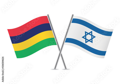 Free Download Mauritius and Israel crossed flags. Mauritian and Israeli flags on white background. Vector icon set. Vector illustration. - GFXLoad
