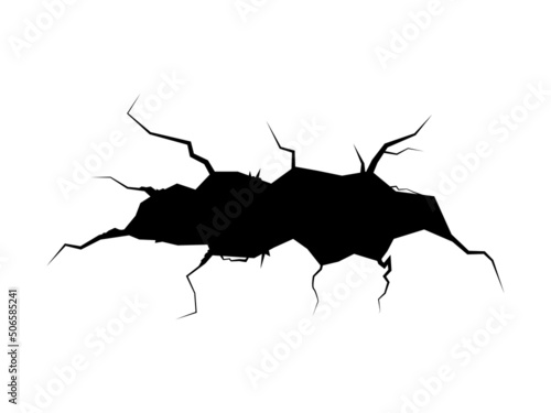 Hole in the wall.Cracked wall illustration.