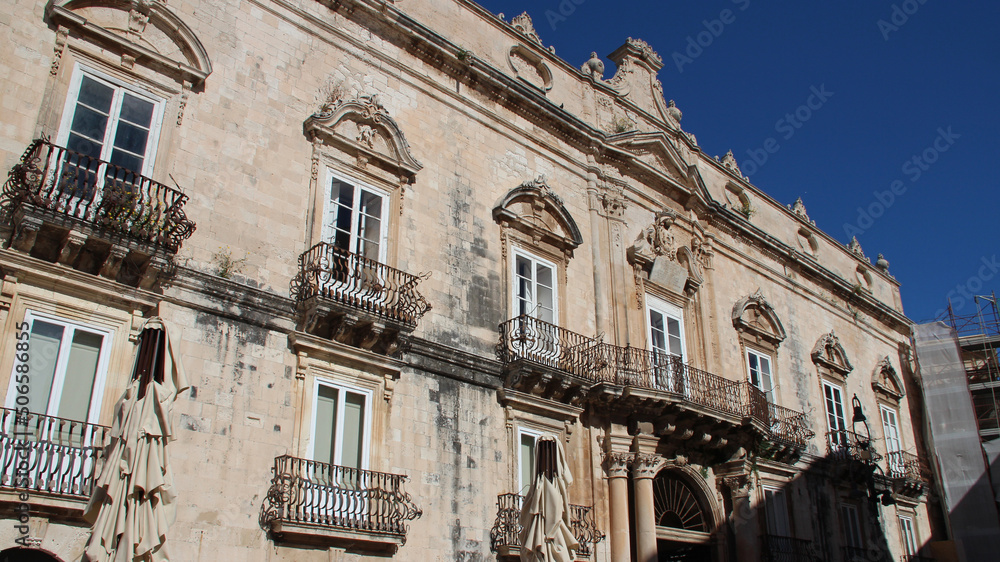 baroque palace (Beneventano Del Bosco) in syracusa in sicily (italy) 