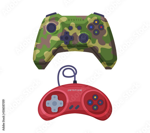 Gamepad as Game Controller and Input Device for Video Game Console Vector Set