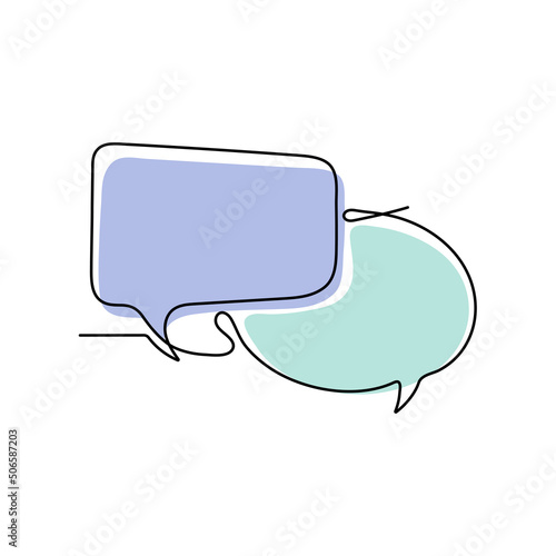 Continuous line drawing. Speech bubble for business on white background. Vector illustration