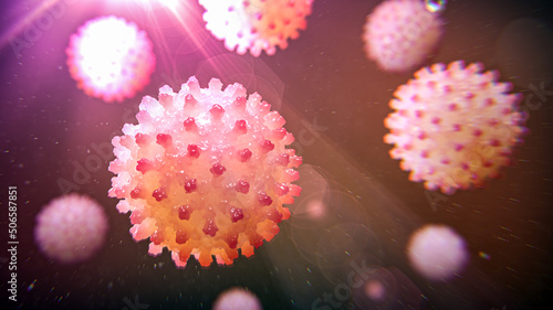 Hepatitis B virus particles, illustration photo