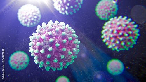 Hepatitis B virus particles, illustration photo