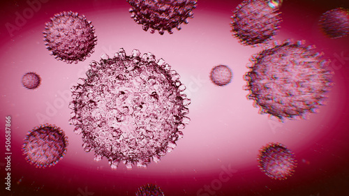 Hepatitis B virus particles, illustration photo