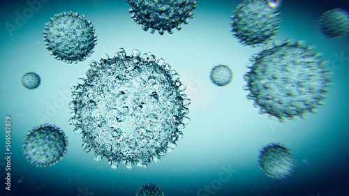 Hepatitis B virus particles, illustration photo