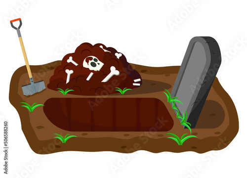 Buried graves. Drawing for Halloween. Drawing for holiday decoration.