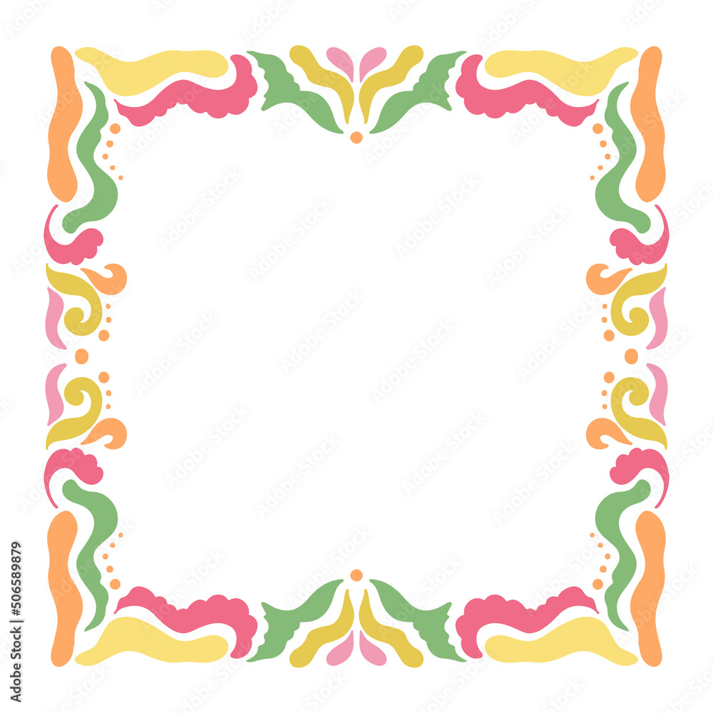 Vector modern frame in a retro style. Flowers and abstract elements. Suitable for printing, poster, print, postcard, lettering Vector modern frame in a retro style. Flowers and abstract elements. Suitable for printing, poster, print, postcard, lettering