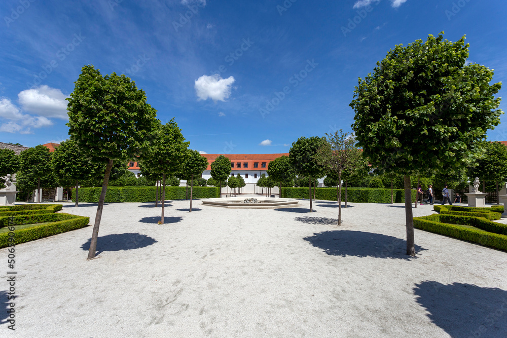 Fototapeta Baroque garden of the Bratislava castle on a sunny spring day