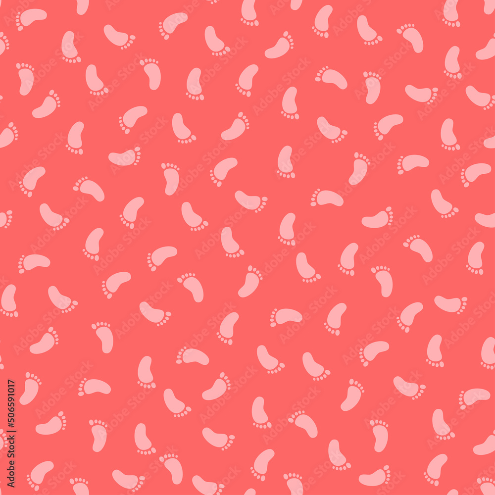 Pink tiny feet seamless pattern.