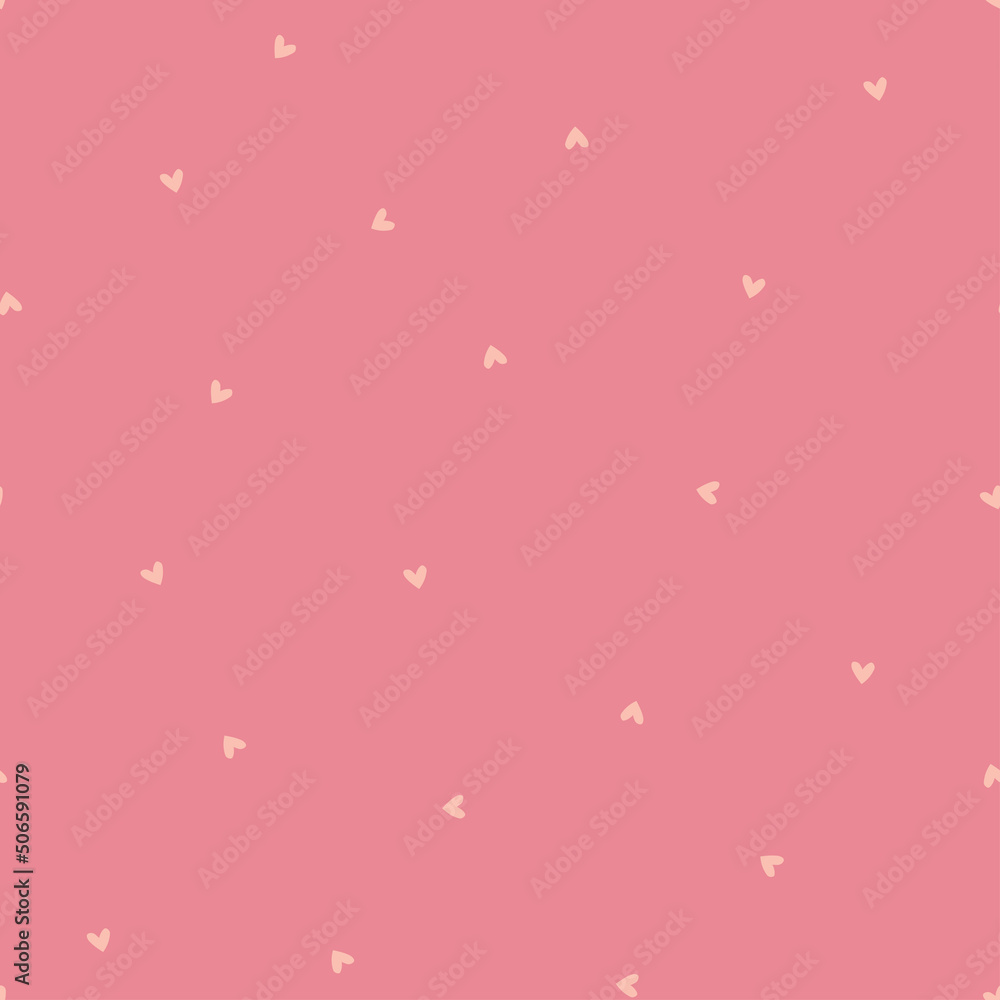 Pink tiny hearts seamless pattern with pink background.