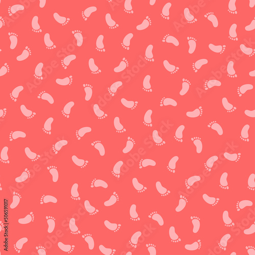 Pink tiny feet seamless pattern.