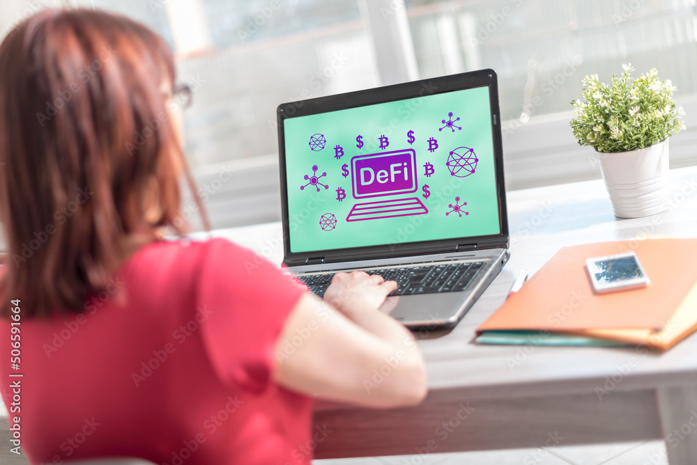 Defi concept on a laptop screen Defi concept on a laptop screen