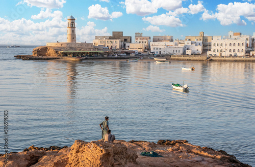 Sur, Oman - an important point for sailors and famous also for its building wooden ships, Sur is a pearl of Oman, with its fusion of green waters, white buildings and red rocks