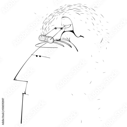 Man cutting another mans head like grass