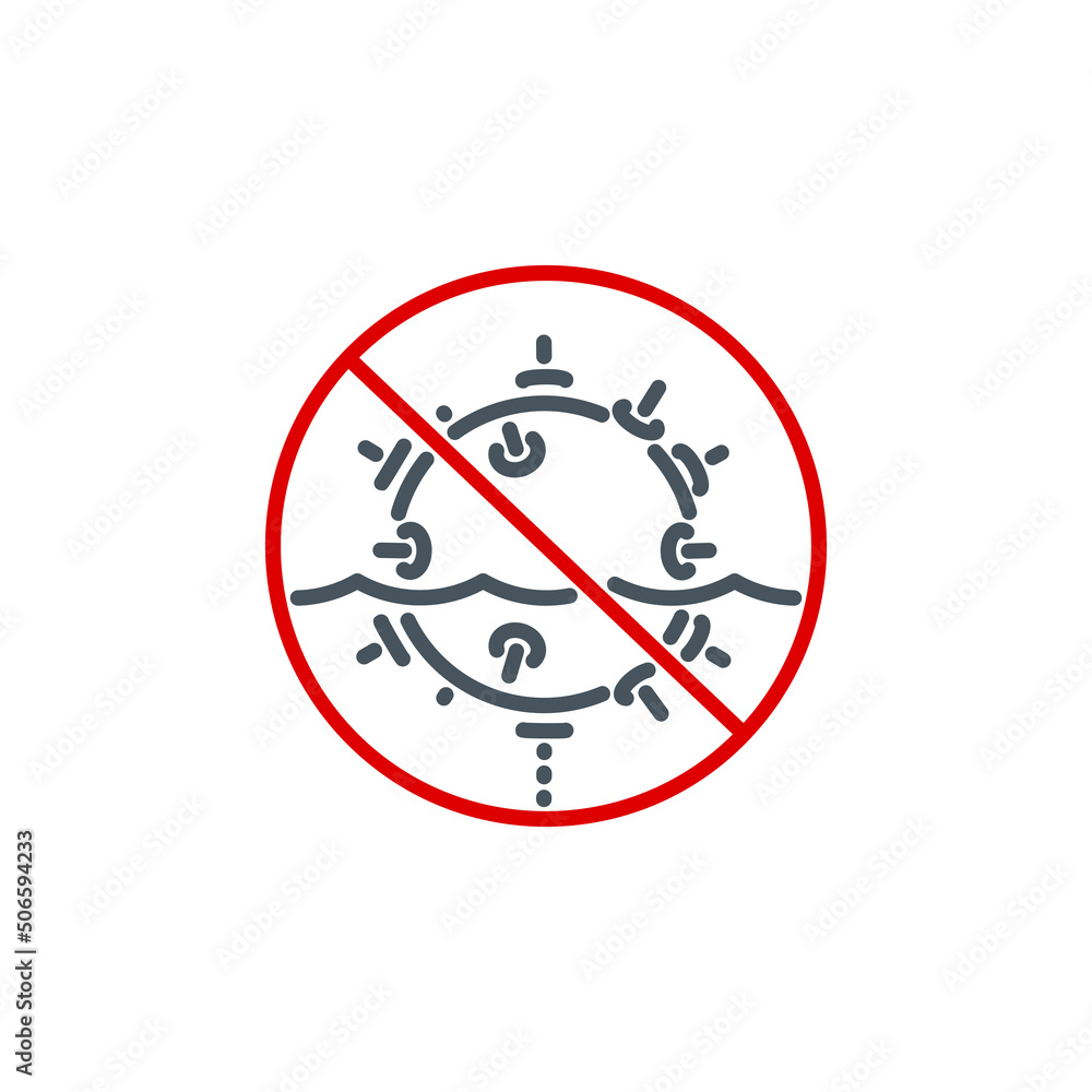 Naval mine marine single outline icon red isolated on white. outline symbol anti-ship and submarine war. Quality design element naval mine with editable thin line stroke.pictogram underwater navy bomb