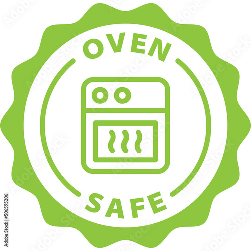 oven safe green stamp outline badge icon label isolated vector on transparent background