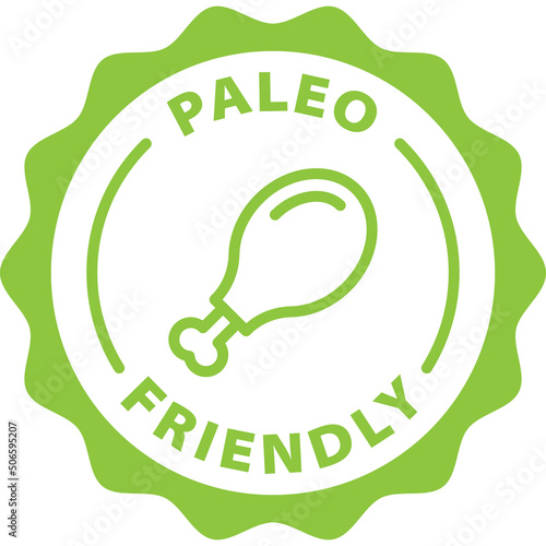 paleo friendly green stamp outline badge icon label isolated vector on transparent background photo