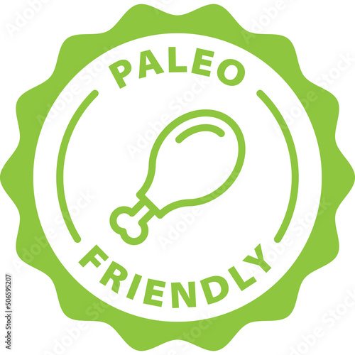 paleo friendly green stamp outline badge icon label isolated vector on transparent background