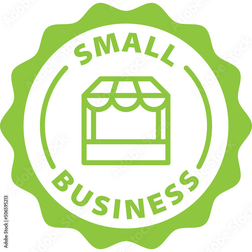 small business green stamp outline badge icon label isolated vector on transparent background