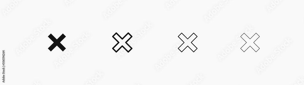 Fototapeta premium Cross Checkmark in Speech bubble vector icon. Negative linear vector symbol