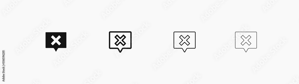 Cross Checkmark in Speech bubble vector icon. Negative linear vector symbol Cross Checkmark in Speech bubble vector icon. Negative linear vector symbol
