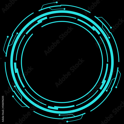 サイバーな円形フレーム　ターコイズブルー
