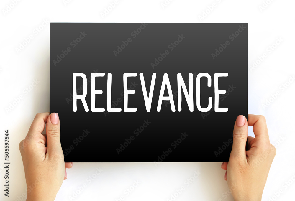Relevance text on card, concept background Relevance text on card, concept background