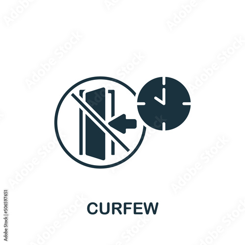 Curfew icon. Monochrome simple Quarantine icon for templates, web design and infographics