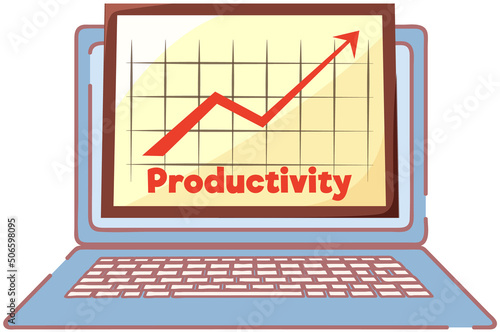 Chart of productivity and growth of statistical indicators. Business process diagram on screen. Program for data analysis and statistics. Business development analytics on computer vector illustration photo