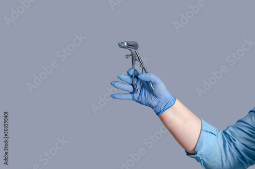 Close-up view of proctological tools for patient examination. Proctology. photo
