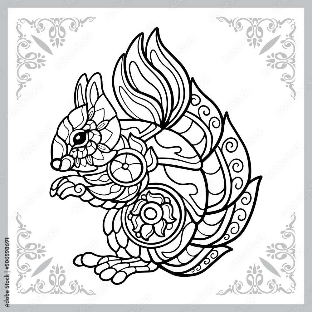squirrel zentangle arts. isolated on white background. squirrel zentangle arts. isolated on white background.