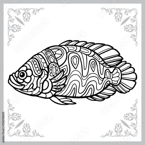 oscar fish zentangle arts. isolated on white background.