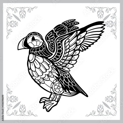 puffin bird zentangle arts. isolated on white background.