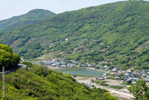 Landscape of the spring village in the mountains , Shikoku, Japan 