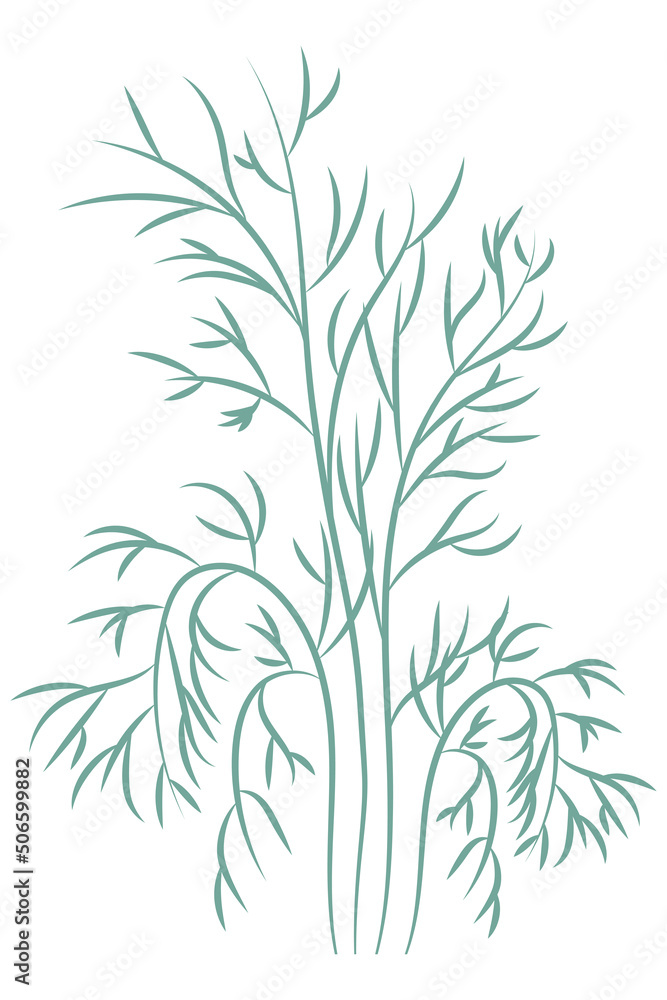 Naklejka premium Green vegetation. Bushes. Lush grass. Color vector illustration. Isolated background. Flat style. Idea for web design.