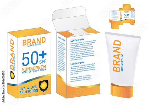 Box packaging die cut template design. 3d mock-up