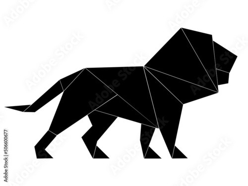Obraz na płótnie Graphic , illustration, black and white , lion , triangles, icon, button, web, animal, logo, africa, shape w salonie