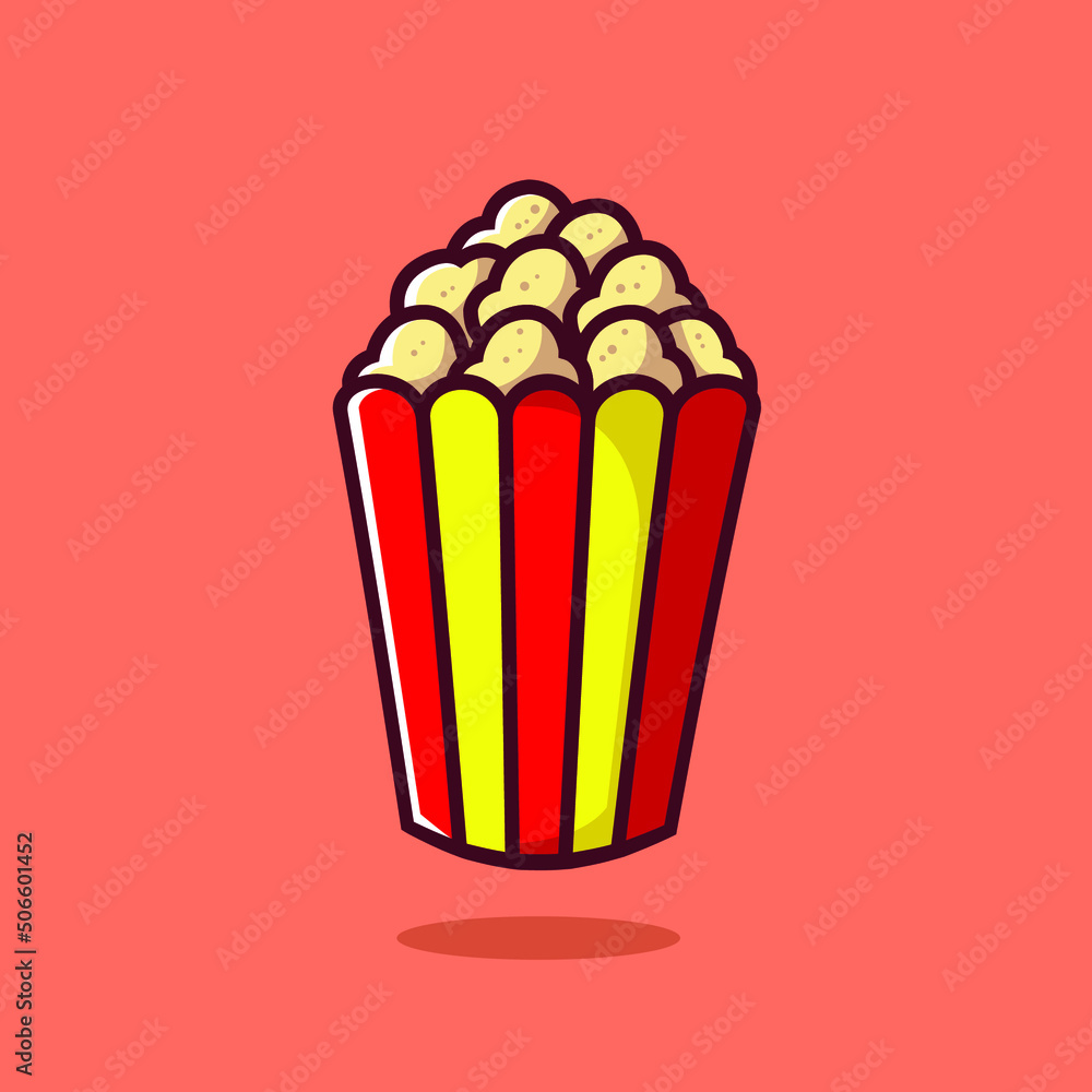 Popcorn cartoon vector. Fast food cartoon element illustration. Flat of fast food vector isolated. Breakfast food collection. Eps 10.