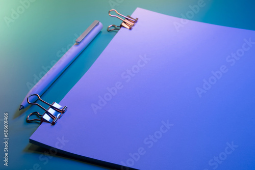 Blank paper with pen