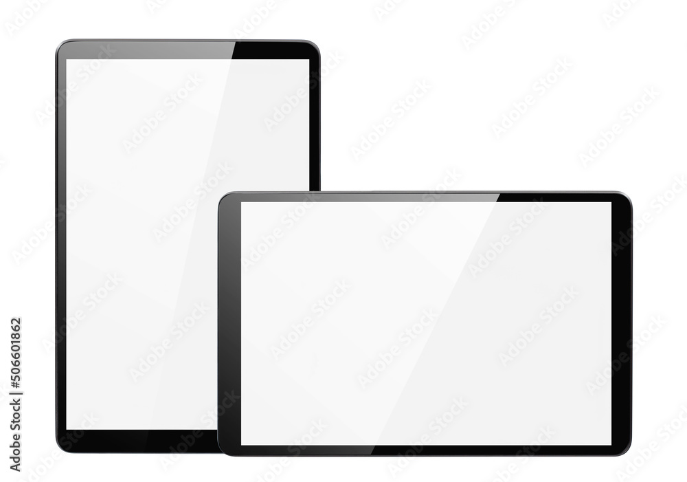 Black tablet computers, isolated on white background Black tablet computers, isolated on white background