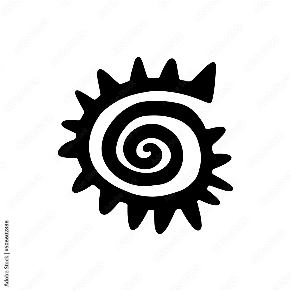 Sun abstract symbol. Hand drawn picture of primitive tribes. Vector illustration Sun abstract symbol. Hand drawn picture of primitive tribes. Vector illustration