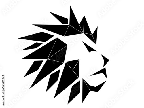Obraz na płótnie Graphic , illustration, black and white , lion , head , triangles, icon, button, web, animal, logo, africa, shape w salonie