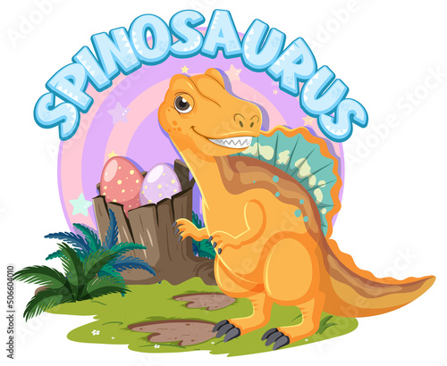 Little cute spinosaurus dinosaur cartoon character